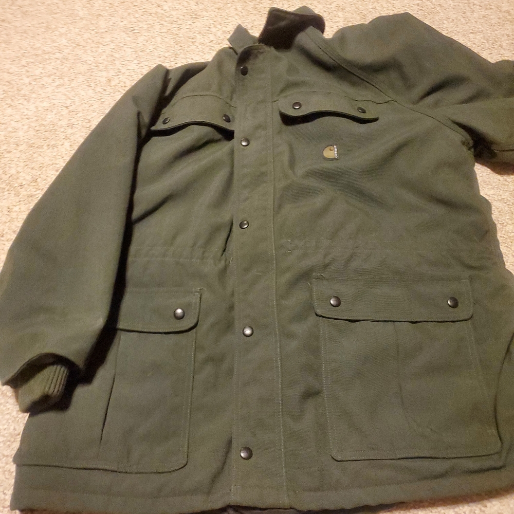 Green mens "dressy" Carhartt coat. XLT